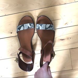 Cole Haan Sandals Snakeskin/Cognac Brown Leather